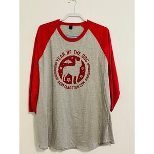 Men's Tultex Size XXXL Red and Gray Baseball Style 3/4 Sleeve Shirt